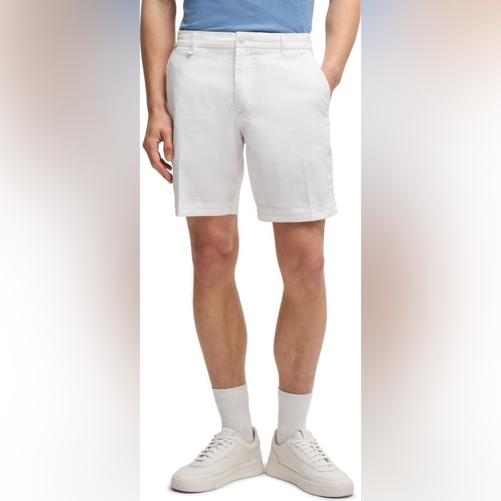 Hugo Boss Men's Cream Flat Front Shorts